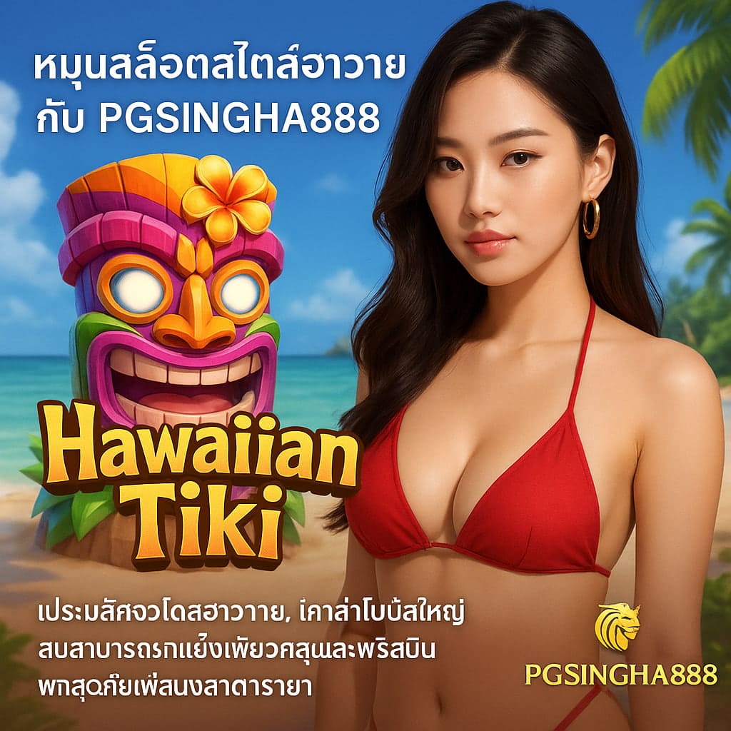 Hawaiian Tiki สล็อตสไตล์ฮาวาย แตกง่าย จาก PGSINGHA888