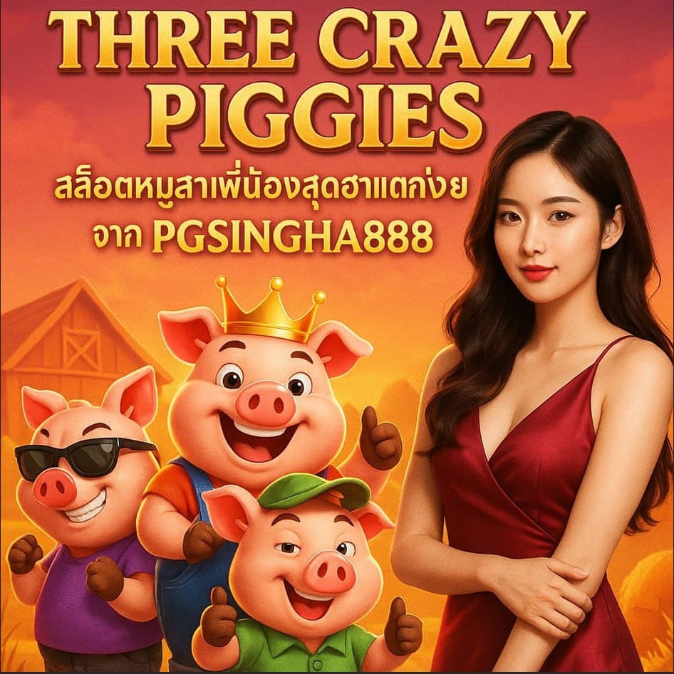 THREE CRAZY PIGGIES สล็อตหมูสามพี่น้องสุดฮาแตกง่ายจาก PGSINGHA888